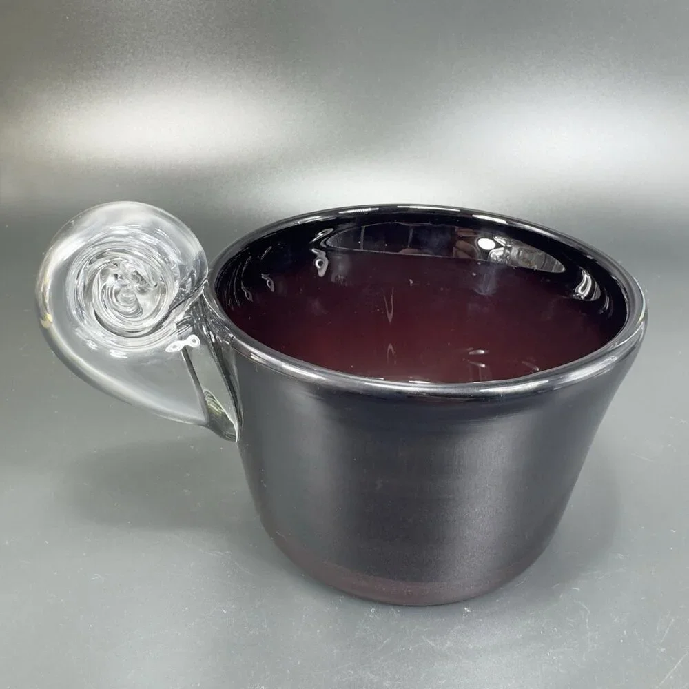 Venetian Glass Dish Bowl Amethyst With Clear Snail Handle Italian Blown‎ Glass